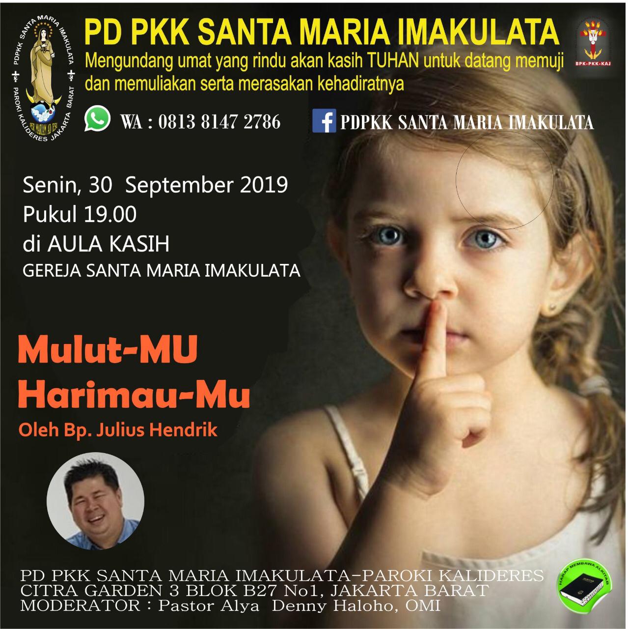 PD PKK St. Maria Imakulata – Senin, 30 September 2019